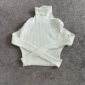 SHEIN White Ribbed Long Sleeve Turtleneck Top